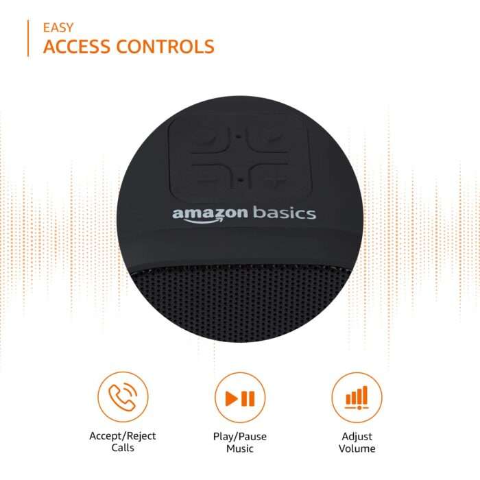 Amazon Basics Bluetooth 5.0 Speaker, Powerful Bass, 5W Sound, Upto 19hrs Playtime, Noise Cancelling Mic - Black - Image 2