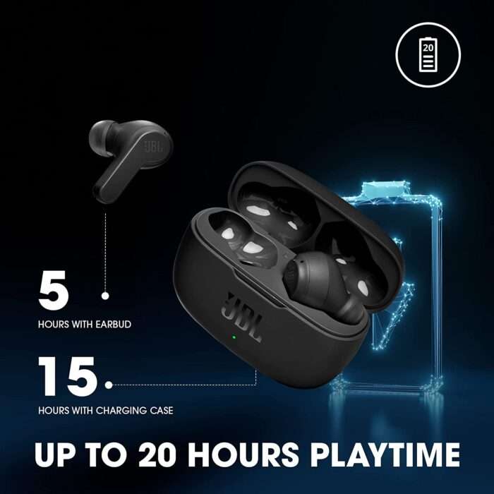 JBL Wave 200 Wireless Earbuds (TWS) with Mic, 20 Hours Playtim - Black - Image 3