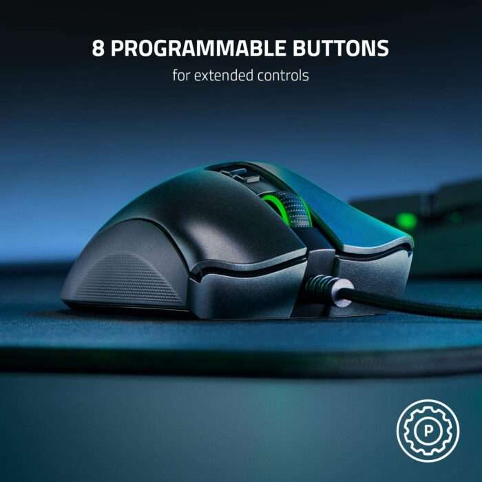Razer DeathAdder V2 Wired Gaming Mouse | 8 Programmable Buttons | 20,000 DPI Optical Sensor - Chroma RGB Lighting - Black - Image 7