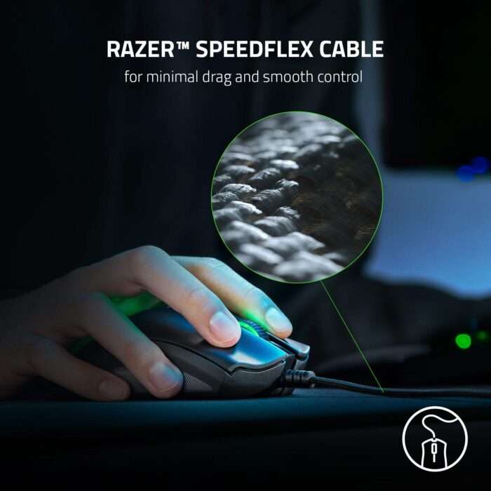 Razer DeathAdder V2 Wired Gaming Mouse | 8 Programmable Buttons | 20,000 DPI Optical Sensor - Chroma RGB Lighting - Black - Image 5