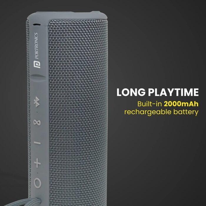 Portronics Breeze Plus POR-545 20W Bluetooth 5.0 Portable Stereo Speaker with TWS, Aux in, Water Resistant, 2000mAh Battery, Grey - Image 4