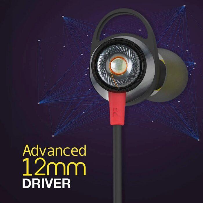 Infinity (JBL Glide 120, in Ear Wireless Earphones with Mic, Deep Bass, Dual Equalizer, 12mm Drivers, Premium Metal Earbuds, Comfortable Flex Neckband, Bluetooth 5.0, IPX5 Sweatproof (Black & Red) - Image 3