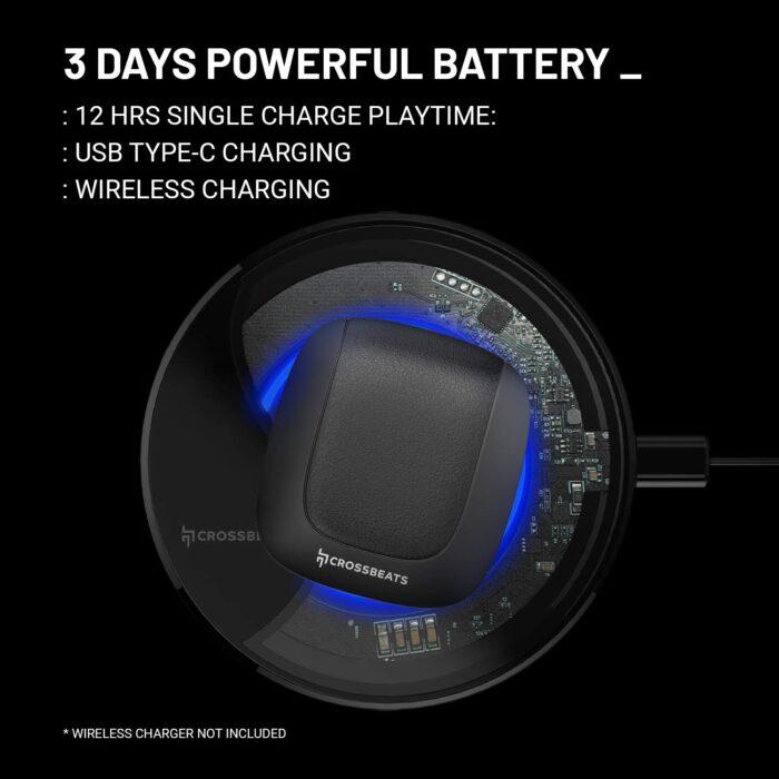 CrossBeats Torq Bluetooth in-Ear Earbuds, CVC 8th Gen, Music Gaming TWS Earphone, Qualcomm Aptx 72 Hrs Playtime - Image 3
