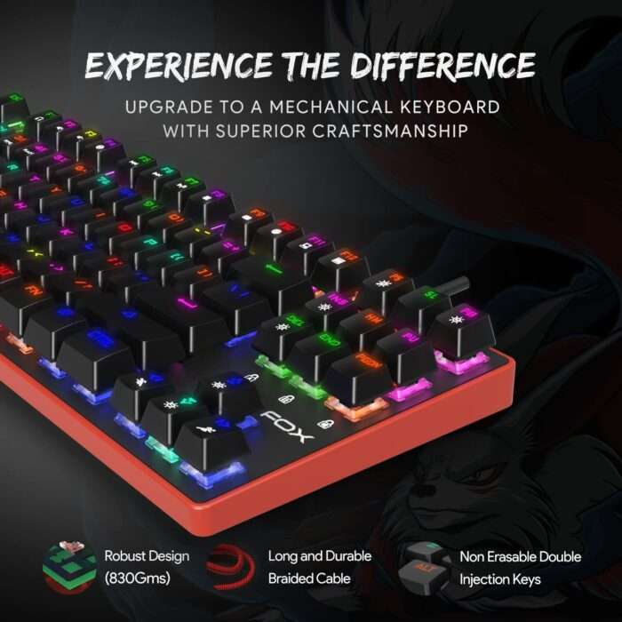 EvoFox Katana Pro RGB Mechanical Keyboard with Silent Outemu Red Switches, 16 Million True Prism RGB - Red + Black - Image 2
