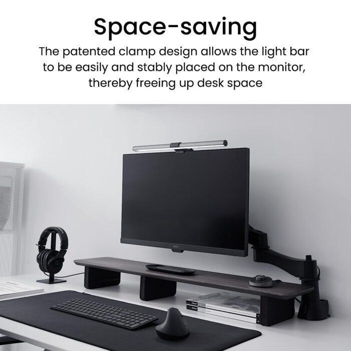 BenQ ScreenBar Plus e-Reading LED Computer Monitor Light Lamp with Desktop Dial, Auto-Dimming and Hue Adjustment - Image 5