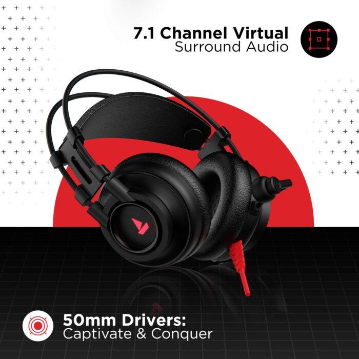 boAt Immortal IM-200 7.1 Channel Wired Over Ear USB Gaming Headphone with RGB Breathing LED wih MIC - Black - Image 2