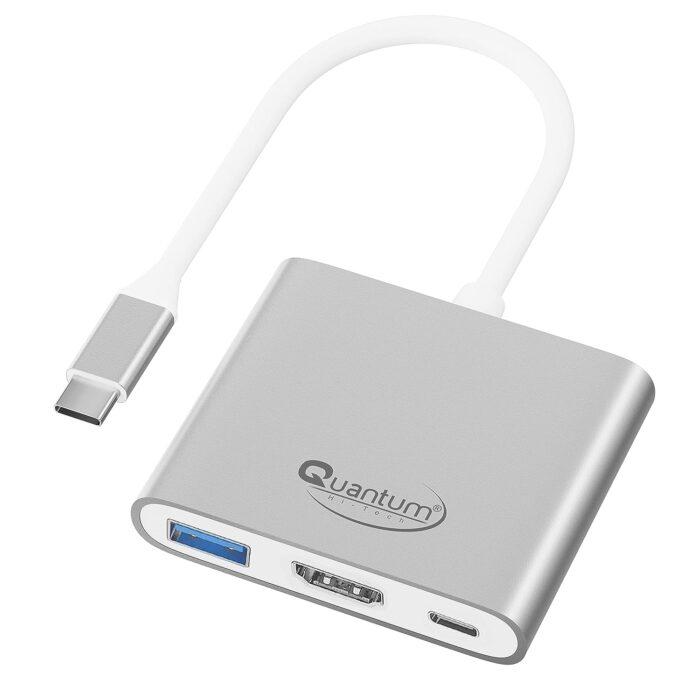 Quantum 3-in-1 USB Type C to Hdmi 4K Adapter & Other Type C Devices, Qhm7622 (Silver) Port - Image 1