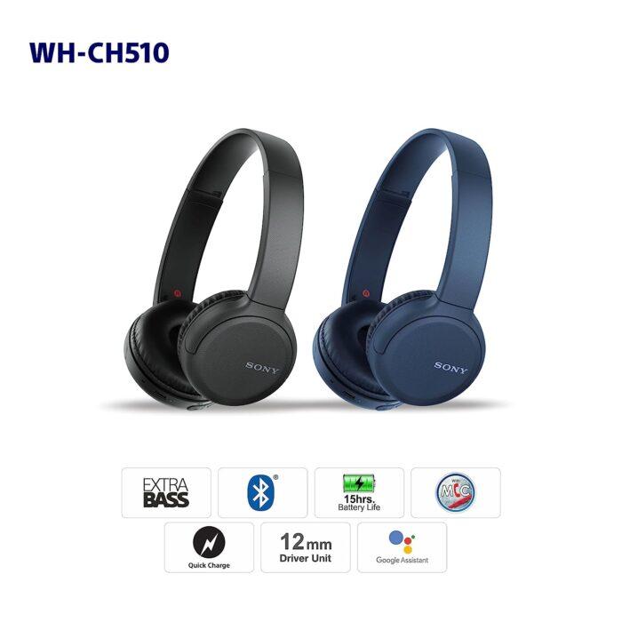 Sony Wh-Ch510 Bluetooth Wireless On Ear Headphones Up-To 35Hrs Playtime Lightweight, Type-C - Black - Image 4