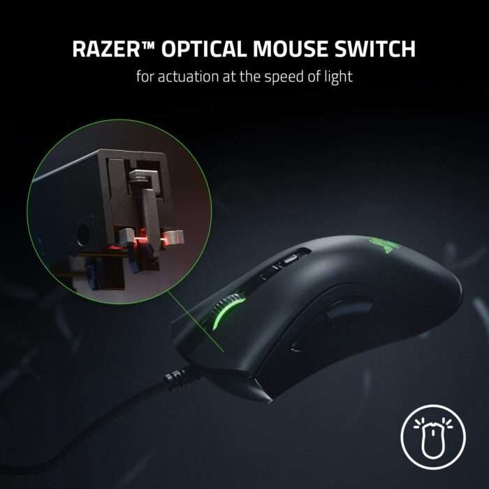 Razer DeathAdder V2 Wired Gaming Mouse | 8 Programmable Buttons | 20,000 DPI Optical Sensor - Chroma RGB Lighting - Black - Image 3