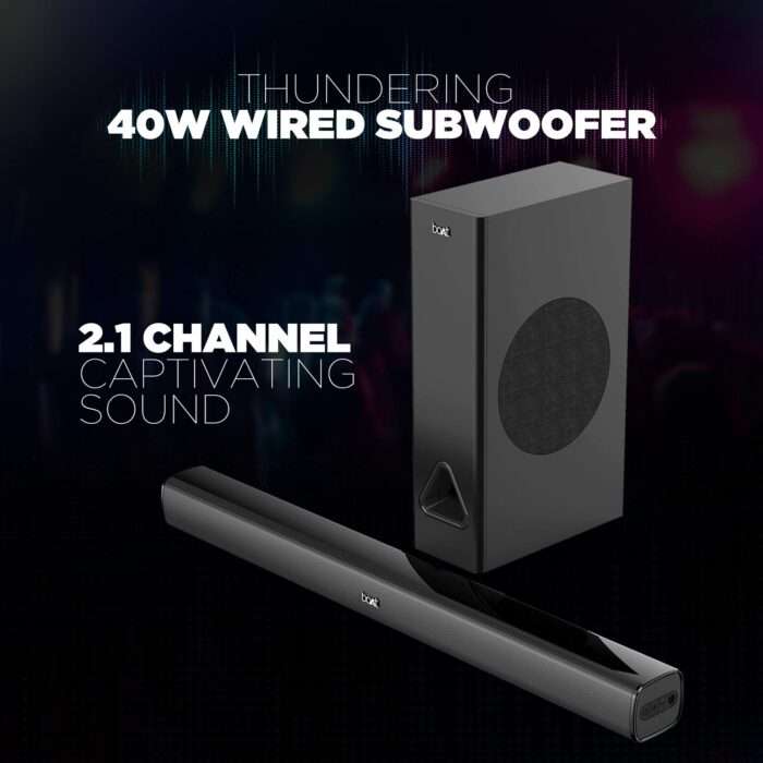 boAt Aavante Bar 1250 80 Watt 2.1 Channel Wireless Bluetooth Soundbar (Premium Black) - Image 2