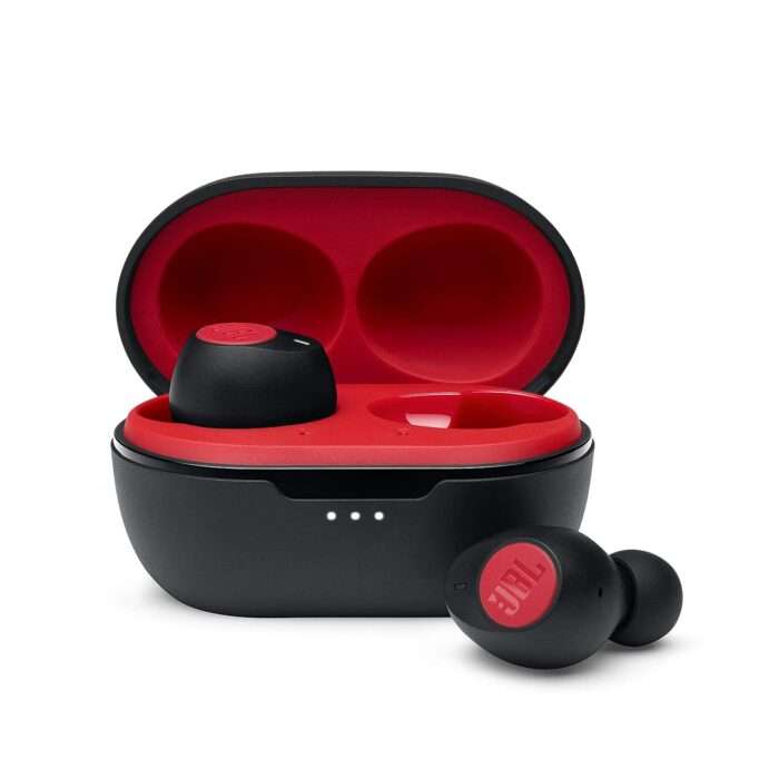 JBL C115 True Wireless in Ear Earbuds with Mic, Jumbo 21 Hours Playtime with Quick Charge, True Bass, Dual Connect, Bluetooth 5.0 - Red - Image 1
