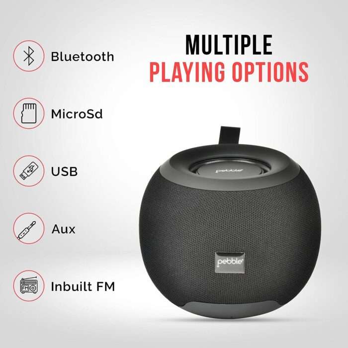 Pebble Dome Heavy Bass 5W Bluetooth Speaker (Black) - Image 4