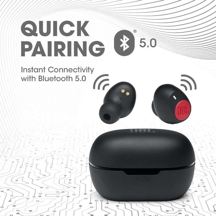 JBL C115 True Wireless in Ear Earbuds with Mic, Jumbo 21 Hours Playtime with Quick Charge, True Bass, Dual Connect, Bluetooth 5.0 - Red - Image 4