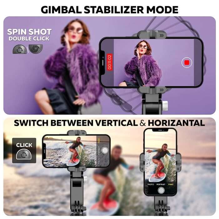 WeCool G2 Gimbal for Phones with LED Fill Lighgt, Anti-Shake 1-Axis Gimbal Stabilizer with 360° Rotation with Bluetooth Remote - Image 4