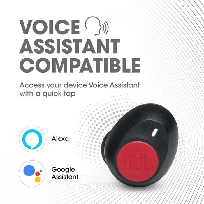 JBL C115 True Wireless in Ear Earbuds with Mic, Jumbo 21 Hours Playtime with Quick Charge, True Bass, Dual Connect, Bluetooth 5.0 - Red - Image 5