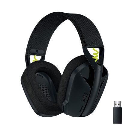 Logitech G435 Light Speed and Lightweight Gaming Bluetooth Wireless Over Ear Headphones with Mic, 18H Battery (Black)