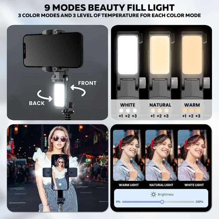 WeCool G2 Gimbal for Phones with LED Fill Lighgt, Anti-Shake 1-Axis Gimbal Stabilizer with 360° Rotation with Bluetooth Remote - Image 5