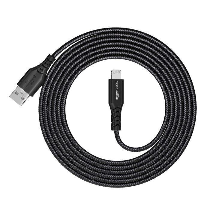 AmazonBasics USB A to Lightning PVC Molded Nylon Charging Cable 1.8 meter (Black) - Image 4