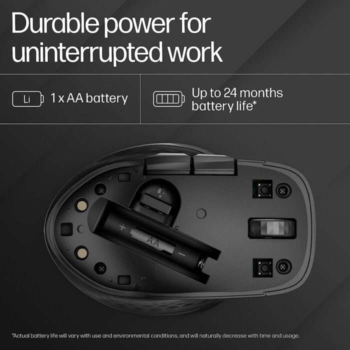 HP 430 Multi-Device Wireless Mouse with 4 Programmable Buttons/ 800 DPI - 4000 DPI/ Fast Scrolling - Black - Image 5
