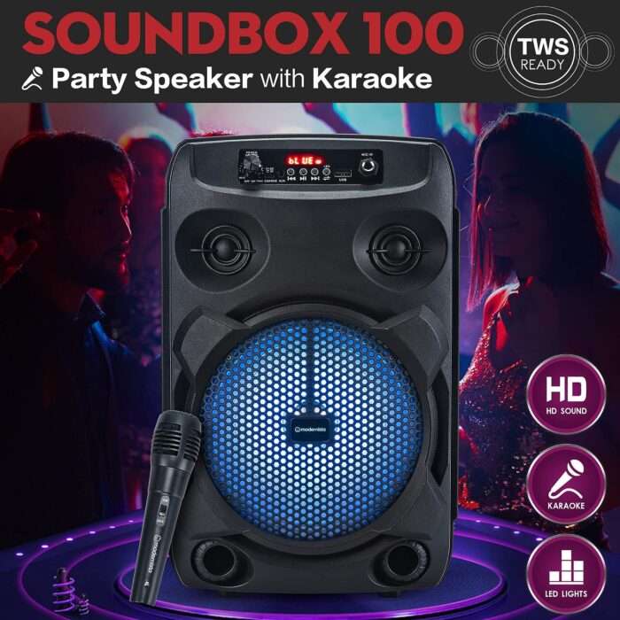 Modernista Sound Box 100 20 Watt Wireless Bluetooth Party Speaker - Black - Image 3