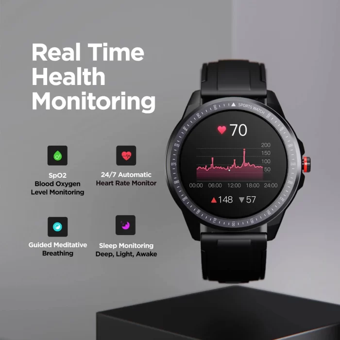 boAt Watch Flash Round Dial Smart Watch,10 Active Sports Mode, IP68 sweat & Water Resistant - Black - Image 2