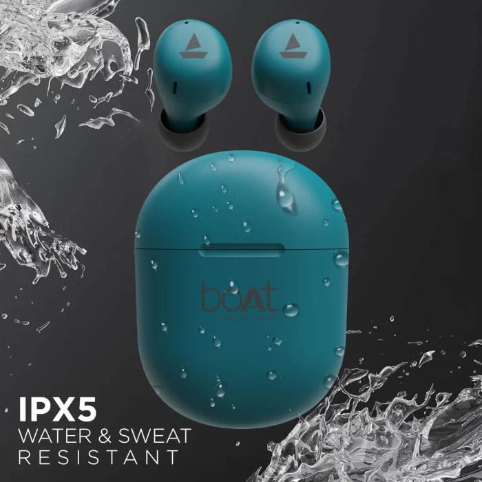 boAt Airdopes 381 Bluetooth In-Ear Wireless Earbuds with 7mm Rhythmic Dynamic Drivers, Nonstop Music UpTo 20 Hours - Teal Blue - Image 4