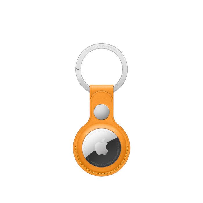 Apple AirTag Leather Key Ring - California Poppy - Image 1