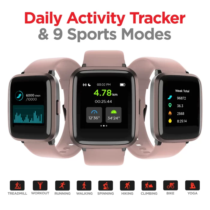boAt Storm Full-Touch Curved Color Display, 5 ATM Water Resistance, Health Monitors and 8 Active Sports Mode -  Cherry Blossom - Image 2