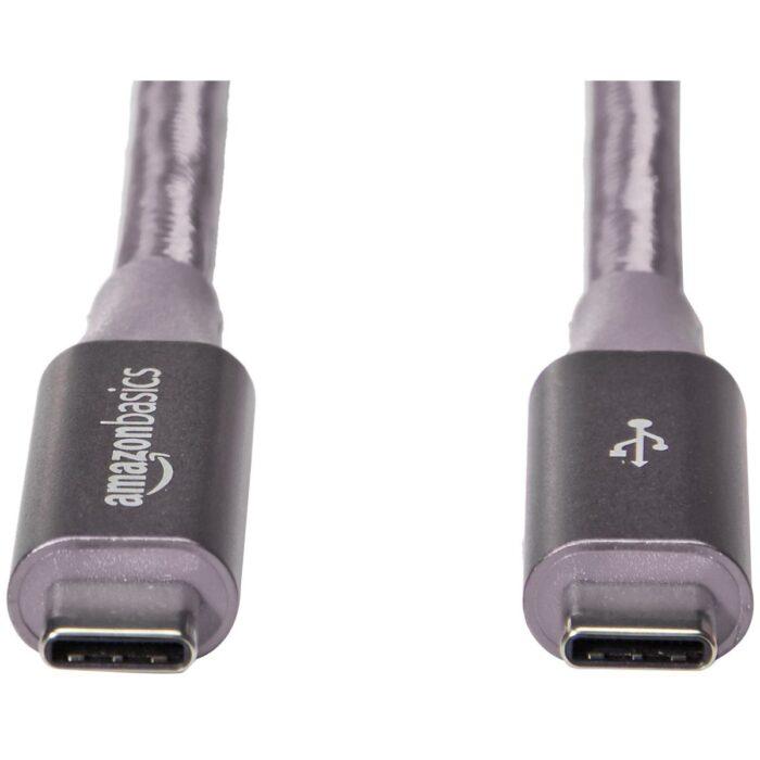 AmazonBasics Double Braided Nylon USB Type-C to Type-C Cable for Charging Adapter, Smartphone , 6 Feet (1.8 Meters) - Dark Grey - Image 4
