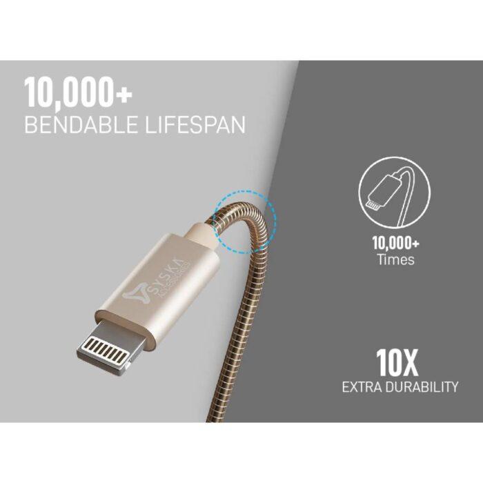 Syska CCAP70 1.5M Lightning Cable 2.4A Fast Charging (Rose Gold) - Image 2