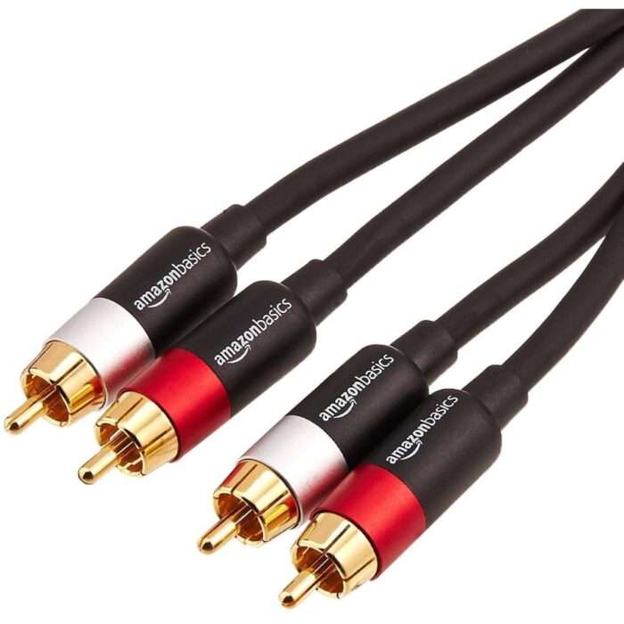 AmazonBasics PBH-20216 2-Male to 2-Male RCA Audio Cable - 4 Feet (Black) - Image 1