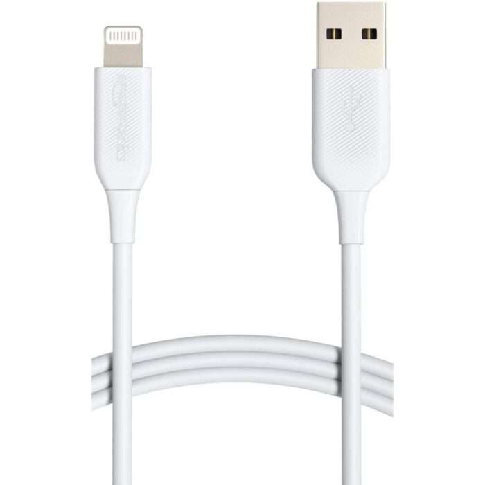 AmazonBasics New Release ABS USB-A to Lightning Cable Cord, Fast Charging Charge 3-Ft (White) - Image 1