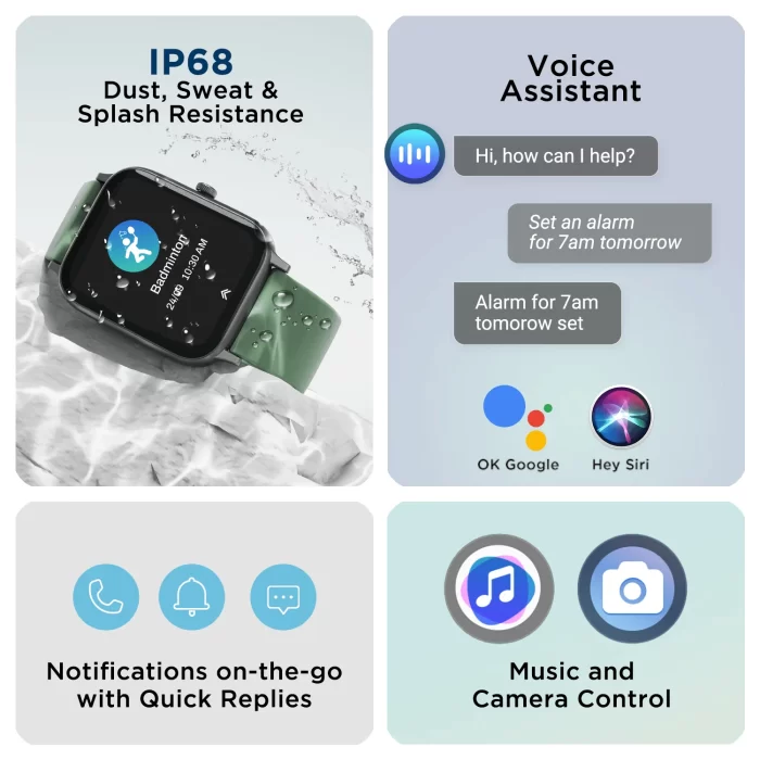 boAt Xtend Pro Bluetooth Calling Smartwatch with 1.78" AMOLED Display, 700+ Active Modes, Live Cricket Scores - Sage Green - Image 3