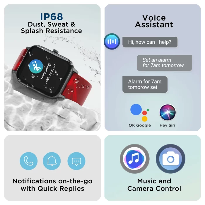 boAt Xtend Pro Bluetooth Calling Smartwatch with 1.78" AMOLED Display, 700+ Active Modes, Live Cricket Scores - Ragging Red - Image 3