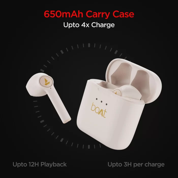 boAt Airdopes 131 Wireless Earbuds with upto 60 Hours Playback, 13 mm Drivers, 650mAh - Crimson Cream - Image 2