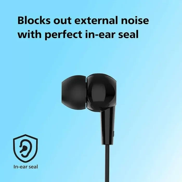 Philips Audio TAE1107BK Wired in-Ear Earphones with Built in Mic, Ergonomic Comfort-Fit | 10mm Drivers - Black - Image 5