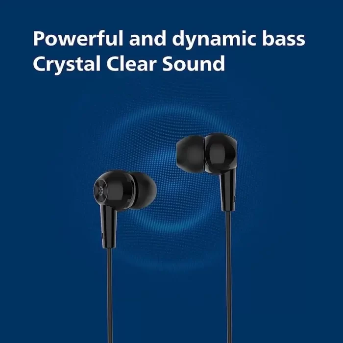 Philips Audio TAE1107BK Wired in-Ear Earphones with Built in Mic, Ergonomic Comfort-Fit | 10mm Drivers - Black - Image 4