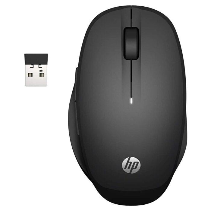 HP 300 Dual Mode Black Mouse, Switch Between Two PCs via Bluetooth or 2.4 GHz Wireless, 1200 to 3600 Adjustable DPI - Image 1