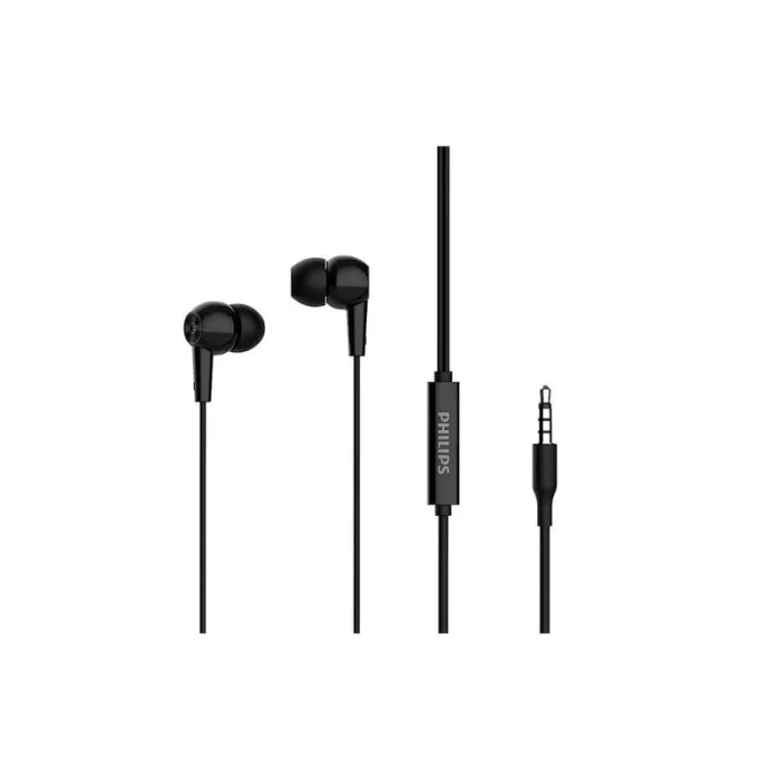 Philips Audio TAE1107BK Wired in-Ear Earphones with Built in Mic, Ergonomic Comfort-Fit | 10mm Drivers - Black - Image 1