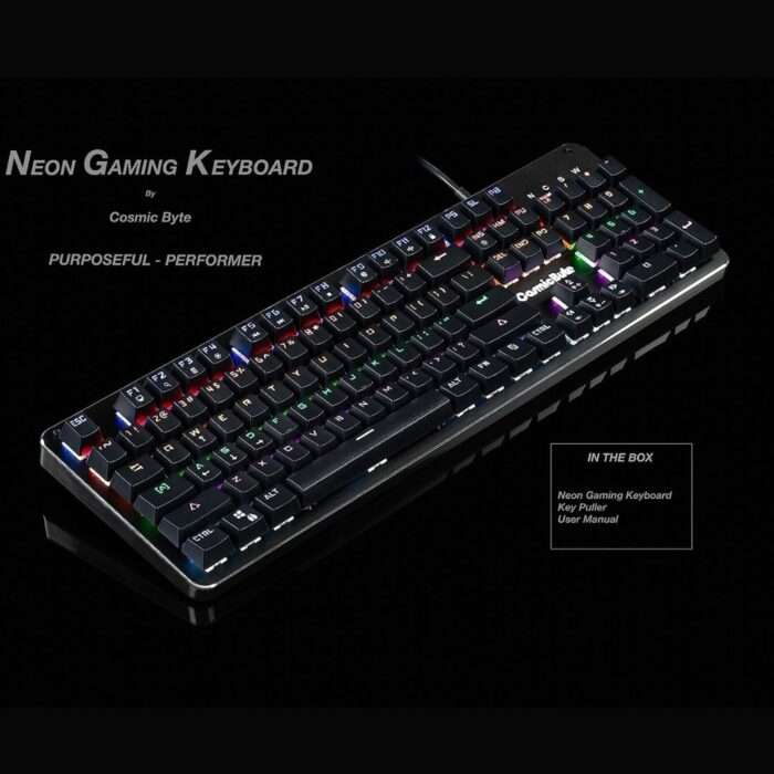 Cosmic Byte CB-GK-12 Neon Rainbow Mechanical Keyboard with Blue Switch - Image 5