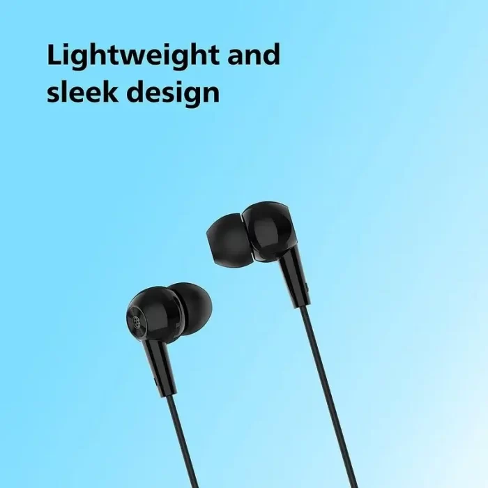 Philips Audio TAE1107BK Wired in-Ear Earphones with Built in Mic, Ergonomic Comfort-Fit | 10mm Drivers - Black - Image 3