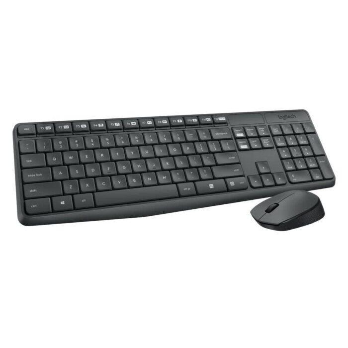 Logitech MK235 Wireless Keyboard and Mouse Set for Windows, 2.4 GHz Wireless Unifying USB Receiver, 15 FN Keys, Long Battery Life - Image 1
