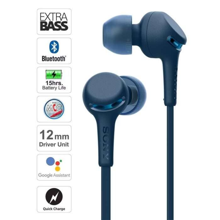 Sony WI-XB400 Wireless Extra Bass in-Ear Headphones with 15 hrs Battery, Quick Charge, Magnetic Earbuds - Blue - Image 2