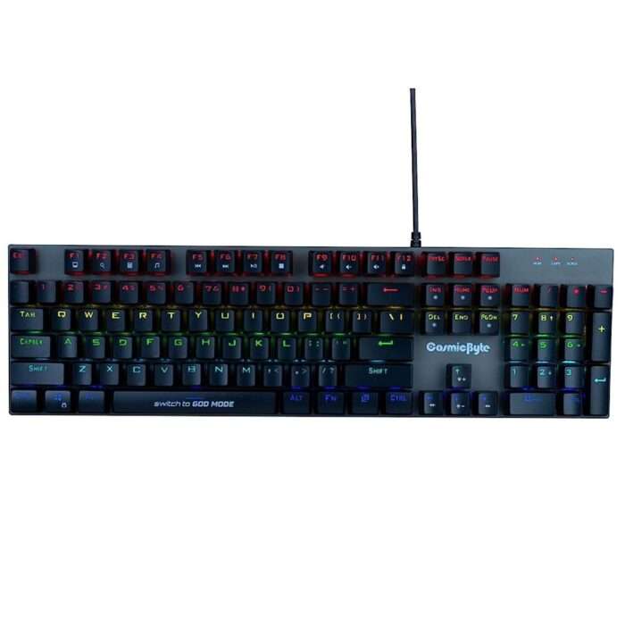 Cosmic Byte CB-GK-27 Vanth Mechanical Keyboard Upgraded with Swappable Outemu Blue Switches and Rainbow LED (Black/Grey) - Image 1
