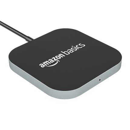 AmazonBasics Magnetic Wireless Charger | 15W Max Fast Charging Square Pad | Silver