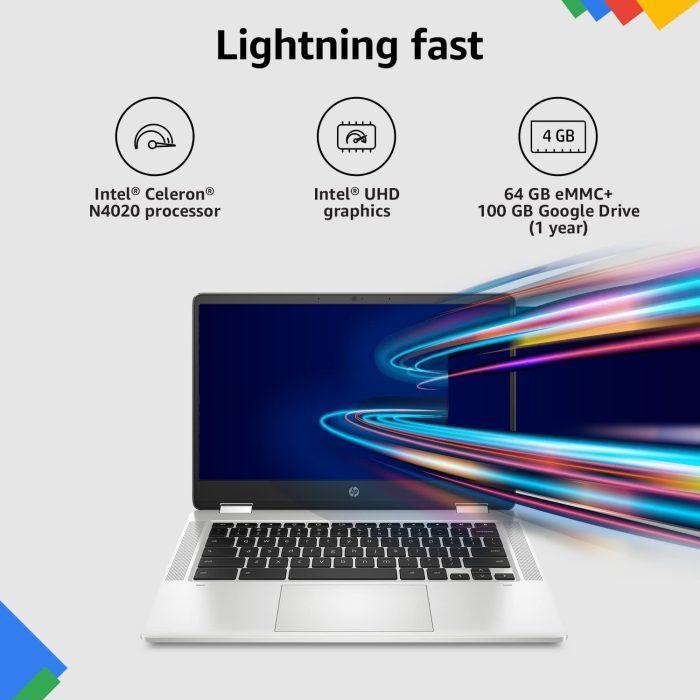 HP Chromebook X360 Intel Celeron N4020 14 inch, Micro-Edge, Touchscreen, 2-in-1 Laptop, 4GB RAM/64GB eMMC/Intel UHD Graphics - Image 4