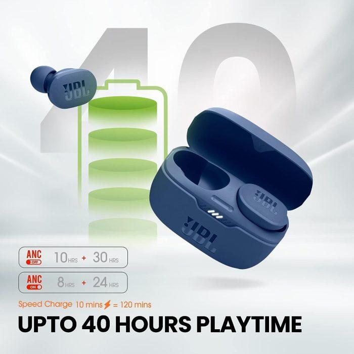 JBL Tune 130NC TWS Earbuds Active Noise Cancellation (Upto 40dB) Adjust EQ for Extra Bass Massive 40Hrs Playtime - Blue - Image 5