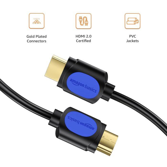 Amazon Basics High Speed HDMI Cable (Gold-plated, A Male to A Male) - Supports 4K @60Hz and Audio Return (15 Feet) - Image 3