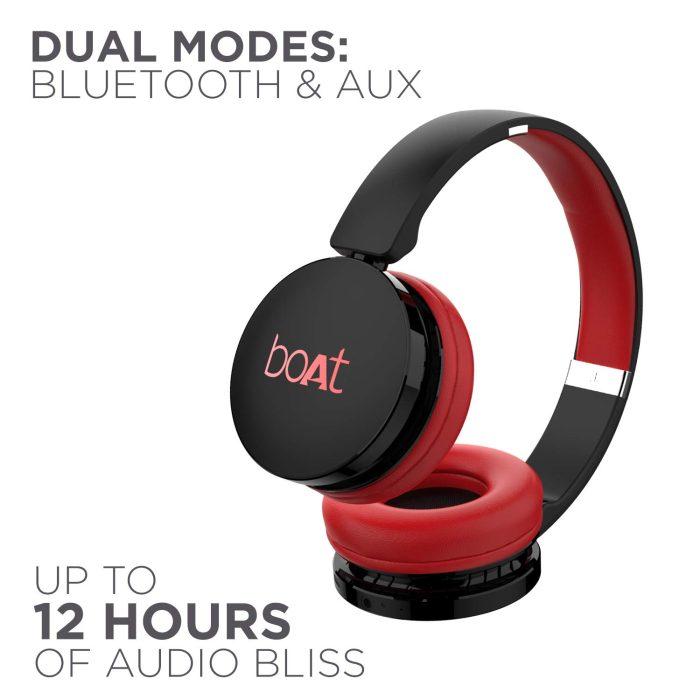 boAt Rockerz 370 Wireless Headphone with 40mm Dynamic Driver, Bluetooth & AUX Connectivity, Upto 8HRS Playback – Red - Image 2