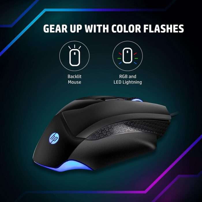 HP G200 Backlit USB Wired Gaming Mouse, All Customizable Buttons, Adjustable 4000 DPI, RGB Breathing LED Lighting - Image 3